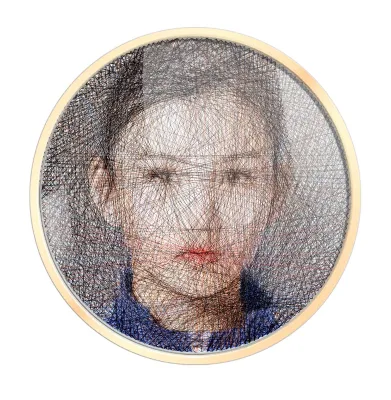 Thread Art Board Portrait 3D DIY Nail Thread String Art Kit Home Decorations DIY Craft Wood Paintings Round Dia 50cm