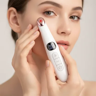 Handheld Eye Massager Red Light Vibration Technology for Skin Tightening Wrinkle Removal Anti-Aging-USB-C Charging 1-Year
