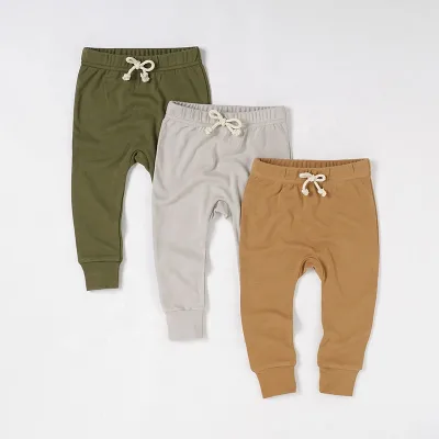 Solid Baby Pajamas Pants Toddler Trousers Comfy Organic Cotton Harem Pants Infants & Toddlers Breathable Plain Dyed OEM Service