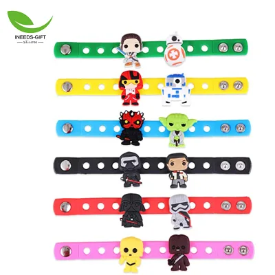 Customized  Silicone Bracelets Wristband Kids Boys Girls Party Gifts Designer Shoe Decoration Cartoon PVC Wristband Charms