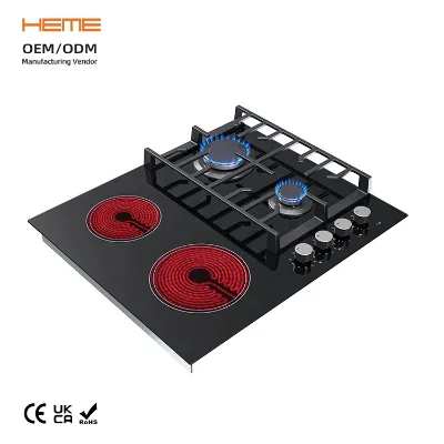UKCA ERP Certificate Cooking Appliance 60cm 4 Burners Glass Panel Ceramic Gas Combined Stove