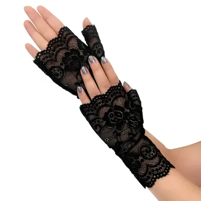 Women's Lace Gloves Fingerless Floral Gloves Bridal Prom Gloves for Wedding Party Costume Accessories
