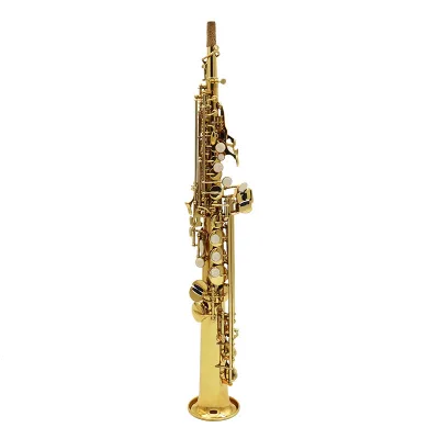 Good Quality Beginner Level BB Flat Gold Lacquer Straight soprano Saxophone Instrument with Accessory
