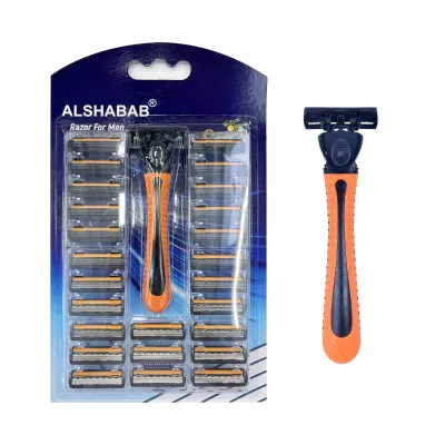 Triple Blade Swedish Stainless Steel Underarm Use Disposable Razor for Men with Plastic Handle 1 Handle + 25 Free Cartridges