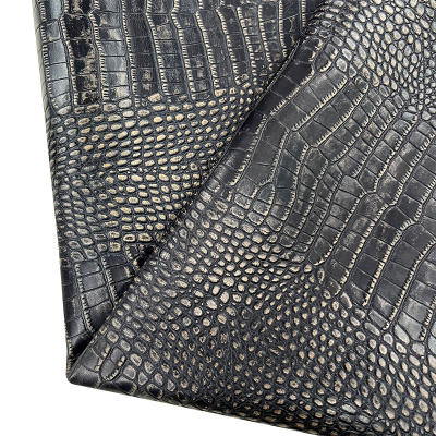 Handmade Vintage Two-Tone First-Layer Cowhide with Crocodile Pattern Genuine Leather for Shoe Upper and Bag