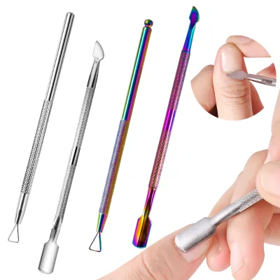 Colorful Cuticle Pusher Nail Polish Remover Gel Nail Polish Peeler Scraper Stainless Steel Clean Manicure Tools for Fingernails