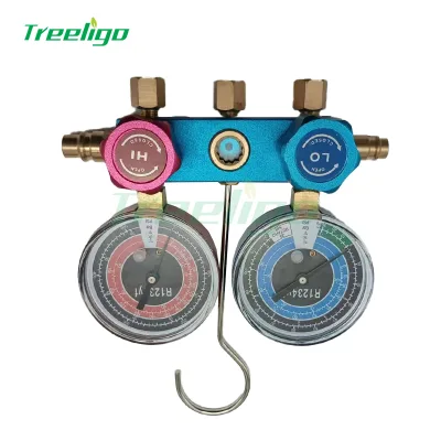 AC Manifold Diagnostic Gauge Air Conditioner R1234yf Refrigerant Charging Set with Quick Couplers Valve Core Tool Kit