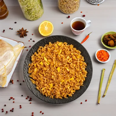 Wholesale Hot Selling Instant and Convenient Food Soy Sauce Egg Fried Rice Product Snacks Microwave Ready