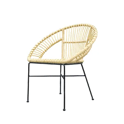 Waterproof Single Woven Rattan Chair for Garden Patio Dining Balcony Leisure Restaurant Beach Use Bamboo Material Sunproof