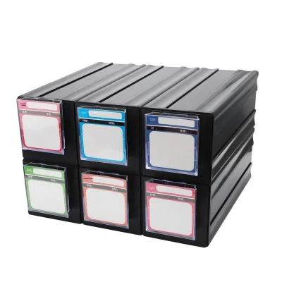 Rectangle Black Plastic Drop-resistant Lens Storage & Filing Box for Eyewear Accessories Splice Assembled