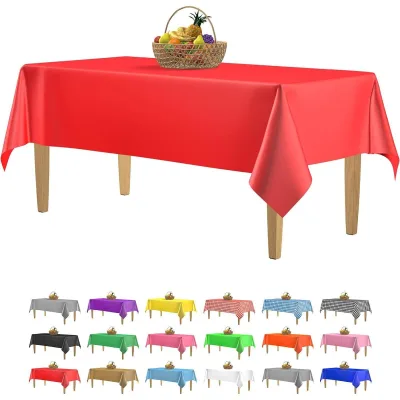 Solid-Color Disposable Plastic Tablecloths for Parties and Outdoor Use Table Covers