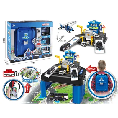 2022 Multi-functional Toy Backpacks Parking Lot Toys Alloy Car Toy Slot Car Track W/Map 40PCS