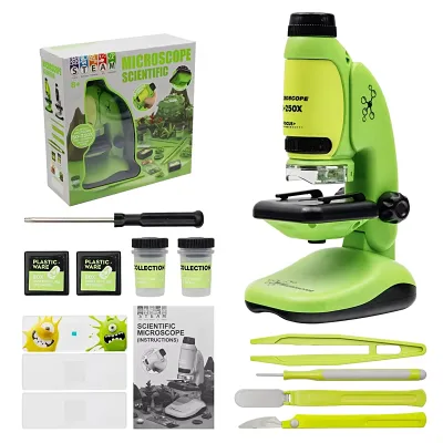 2209-1 Interactive Portable STEM Educational Toy Microscope Set 250x Model 2209-1 Plastic DIY Learning Tool