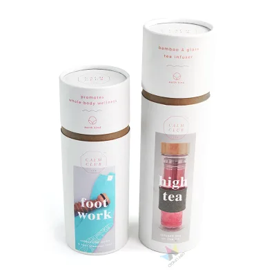 Custom Wine Glass Gift Box Packaging Kraft Paper Liquor Bottle Packaging Tube with Recycled Materials Coffee Compatible