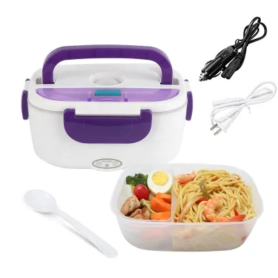 110V/12V Portable Food Warmer Food Heater Electric Lunch Box with Removable Plastic Container Heated Lunchbox