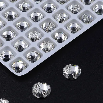 Round 8mm Sew on Glass Beads ,flat Back Sew on Crystal Stones