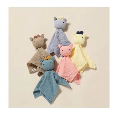 Bear Security Blanket Soft Eco-friendly Warm Baby Lovey Muslin Unisex Snuggle Toy Comforter Custom Logo for Newborn Indoor