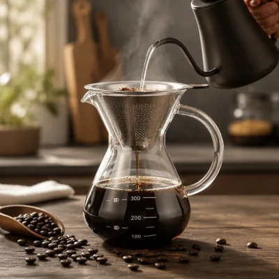High Borosilicate Pour Over Coffee Maker With Reusable 304 Stainless Steel Filter Hand Drip Coffee Pot for Home Coffee Brewing
