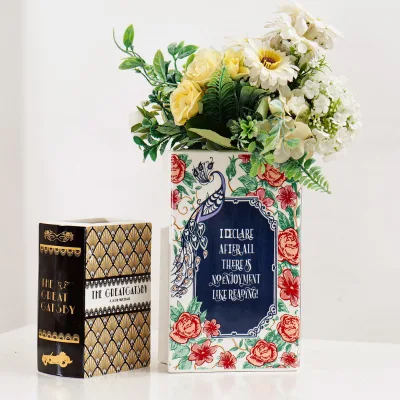 Hot Selling Modern Bookshelf Decor Arrangement Ceramic White Book Vase