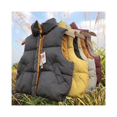 Boutique Fashion Children Winter Stand Collar Thick Warm Vest High Quality Outerwear Sleeveless Down Cotton Vest