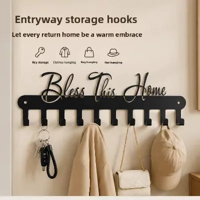 Iron Hook for Clothes and Key Storage Seamless Non-Perforated Wall-Mounted Modern Minimalist Living Room Hook