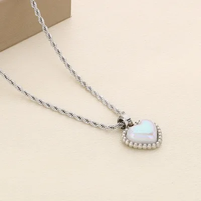 Valentine's Day Gift 18K Gold Plated Heart Shell Diamond Necklaces Earrings and Ring Jewelry Set for Women