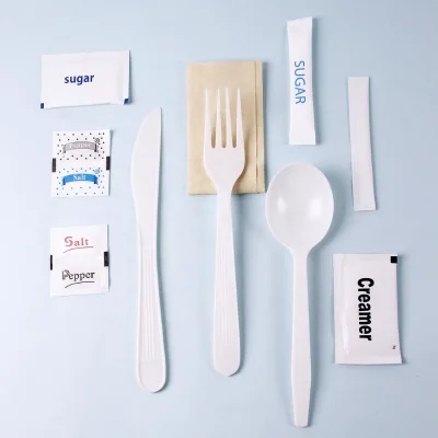 100 Sets Plastic Cutlery Set with Individually Wrapped Includes Forks/Spoon/Knife/Napkin