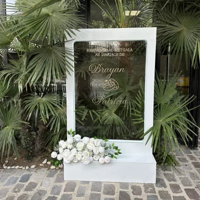 Modern Custom LED White Metal Front Door Welcome Sign Display Stand Flower Frame Bouquet Party Event Wedding Decorations