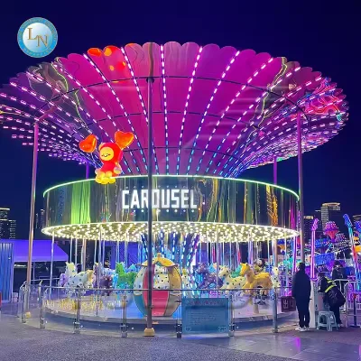 Professional Manufacturer Customized Kiddie Mechanical Outdoor Amusement Park Carrusel Beautiful Design Carousel Rides