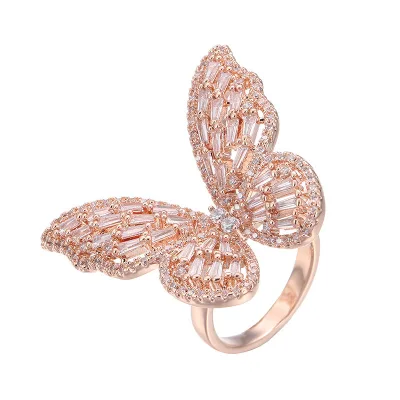 Fashion Classic Adjustable Zircon butterfly Ring for Women