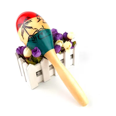 Wooden Percussion Orff  Instrument 25cm Large Carved Wooden Coconut Tree Maracas Kids' Percussion  Sand Ball