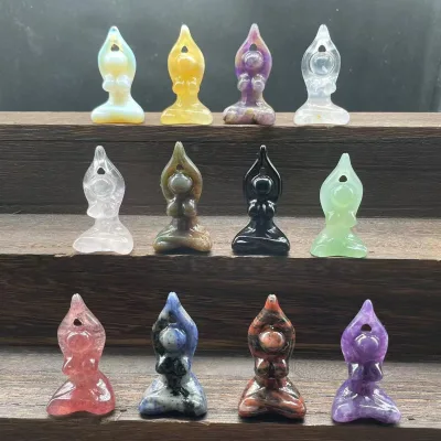 BEST 2inch Gemstone Healing Crystal Oval Figurine Carving Portable Goddess Yoga Home Decoration