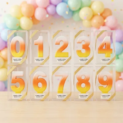 Merri Wish Halloween Tradition Classic Candy Corn Number Candle Vibrant Orange White Yellow Gradient Birthday Cake Topper Candle