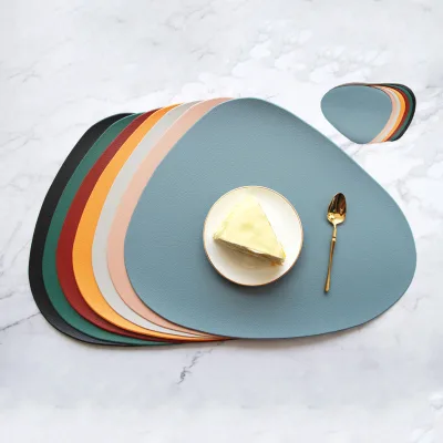 Nordic Style Black Natural Placemat Stock Decoration Irregular Triangle Leather Placemat