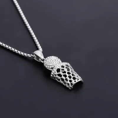 Jewelry Manufacturer CZ Diamond Basketball Pendant Box Necklaces Men and Women Hip Hop Creative Sports Necklaces for Pendant