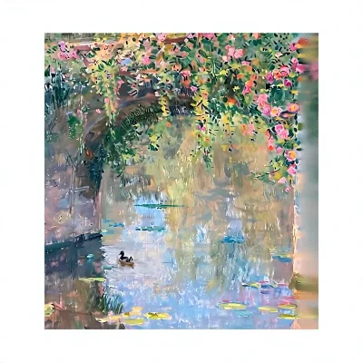 Framed Vintage Monet Floral Landscape Canvas Wall Art 8x10 Inch Aesthetic Home Decor