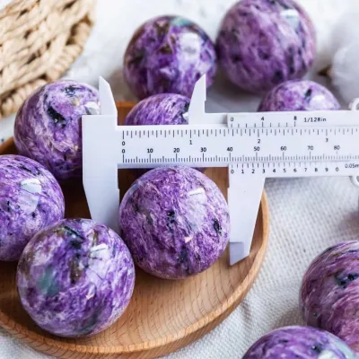 Wholesale High Quality Purple Charoite Sphere Healing Stones Purple Mineral Gemstones for Jewelry Making