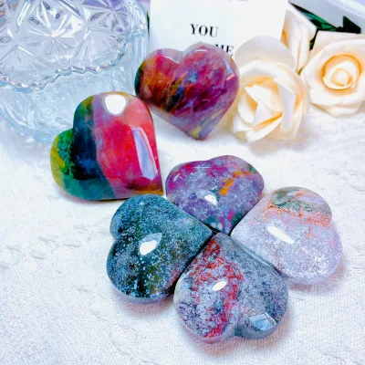 Wholesale Natural High Quality Crystal Crafts Stone Ocean Jasper Heart of Loose Gemstone