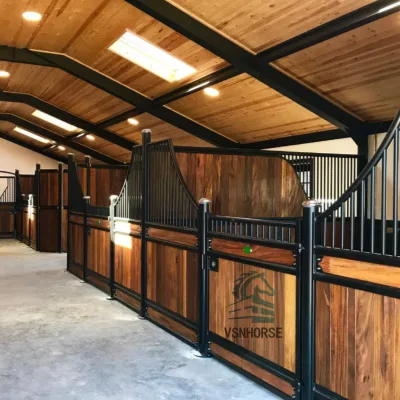 Popular Heavy Duty Indoor Horse Stable With Hay Rack Feeder Custom Prefabricated Horse Stables for Professional Riding Center