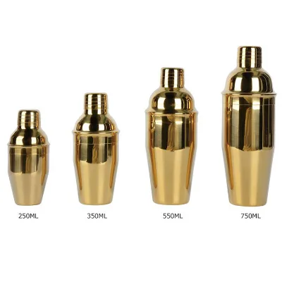 High Quality Bartender Kit Gold Cocktail Shakers Stainless Steel Martini Shaker