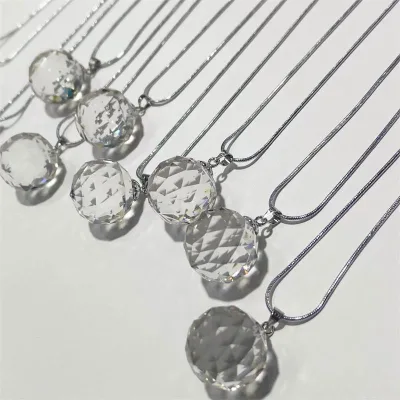 Wholesale Natural Handmade Multiple Facet Clear Quartz Crystal Spheres Hanging Balls Pendants For Necklace