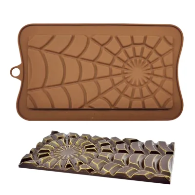 AK Halloween Chocolate Bar Silicone Molds Spider Web Non-stick Candy Mold for Cocoa & Coffee Butterscotch Making CM-144