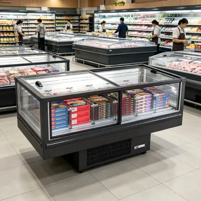 Sliding Door Frozen Display Case Large Capacity Supermarket Deep Freezer