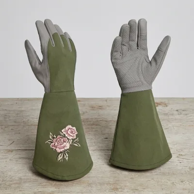 Leather Waterproof Durable Emboson Garden Gloves Long Sleeve Anti-Slip Comfortable Palm Forearm Hand Protection Digging Gloves