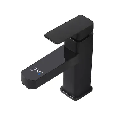 Digital Thermostatic Brass Modern Bathroom Kitchen Basin Faucet with Stainless Steel Construction