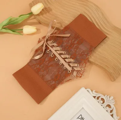 Fashion Wide Lace Silk Elastic Waistband Women's All-Match Dress Top Decorative Belt 60-80cm