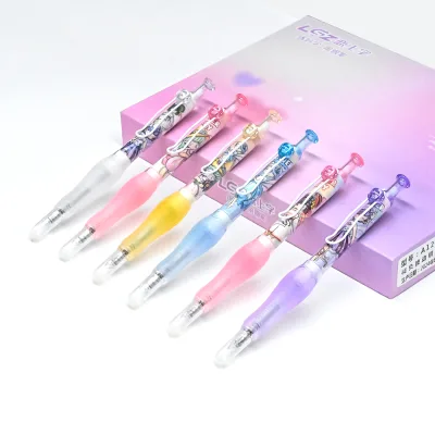 12 Pack Kids Gift Fountain Pen with Posture-Correcting Design Colorful Press Blue-Black Ink Cartridge for Writing