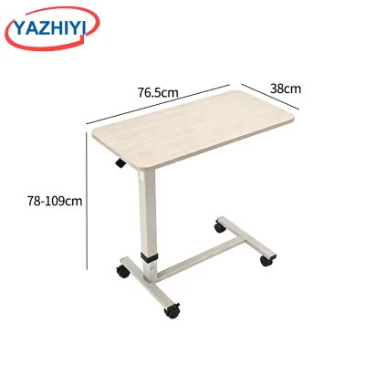 YAZHIYI Patient Care Bedside Table Hydraulic Height Lifting Rolling Overbed Tray Desk For Elderly Recovery Treatment