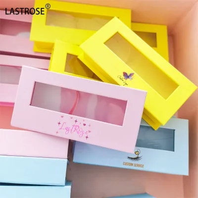 Paper Eyelash Packaging Box Wholesale pink Purple White Blue Paper Flip Magnetic Lash Box