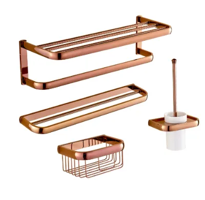 Hot Sale Feenice Brass Rose Gold  Bathroom Accessories Complete Set Bathroom Set